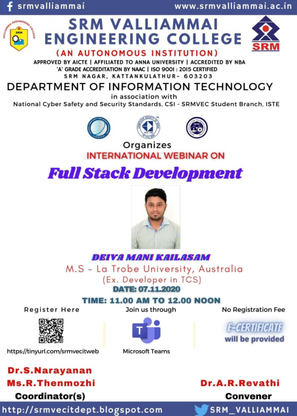 B.Tech. – Information Technology – SRM Valliammai Engineering College ...